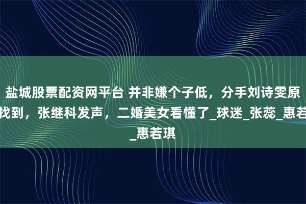 盐城股票配资网平台 并非嫌个子低,分手刘诗雯原因找到,张继科发声,二婚美女看懂了_球迷_张蕊_惠若琪